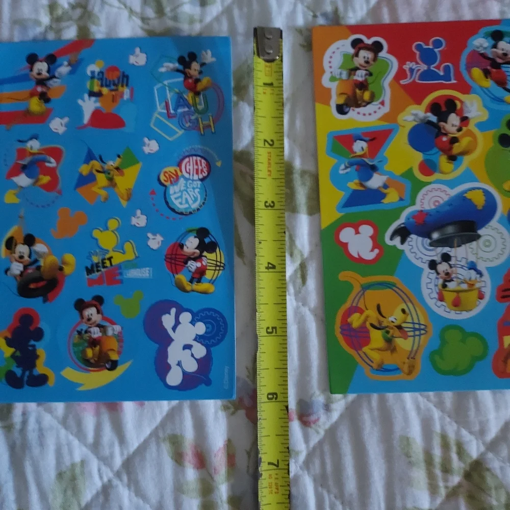 4 Sheets Disney Mickey Mouse Cartoon Stickers. Bags, Books, School, Bottle